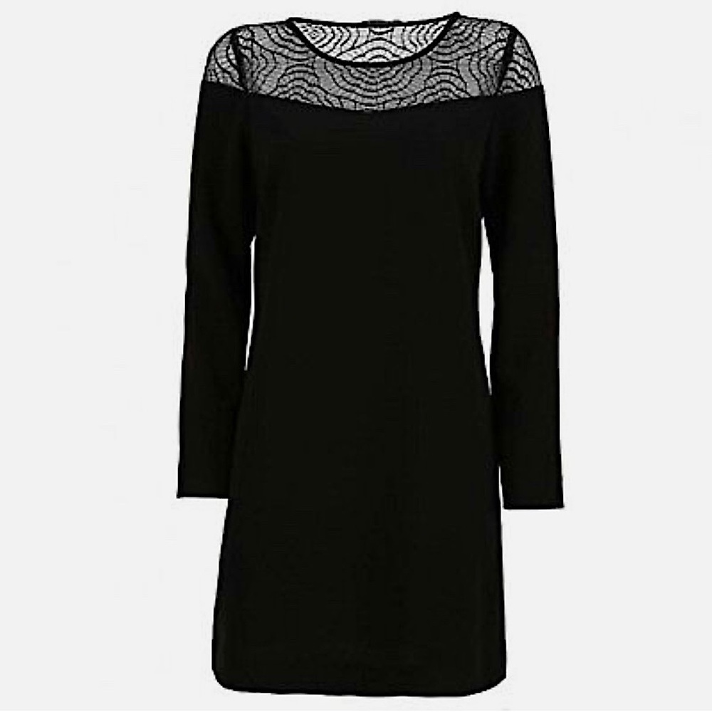 MAISON SCOTCH Black Lace Long Sleeve Dress in Black SZ L